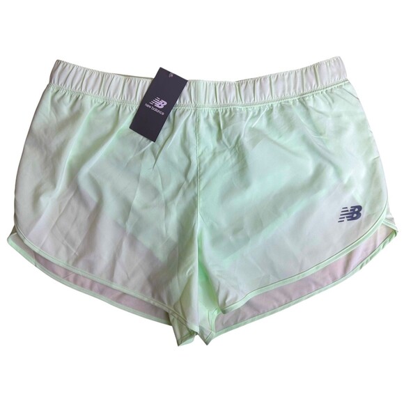 NEW BALANCE Women's 3" Sport Shorts Training Running w/ Brief Liner Size L Green - Picture 1 of 7